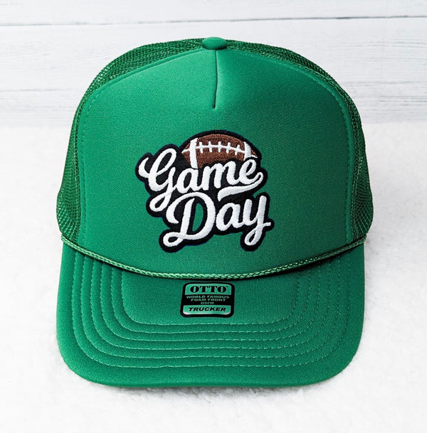 Game Day Green Trucker Hat w/Chenille Patch