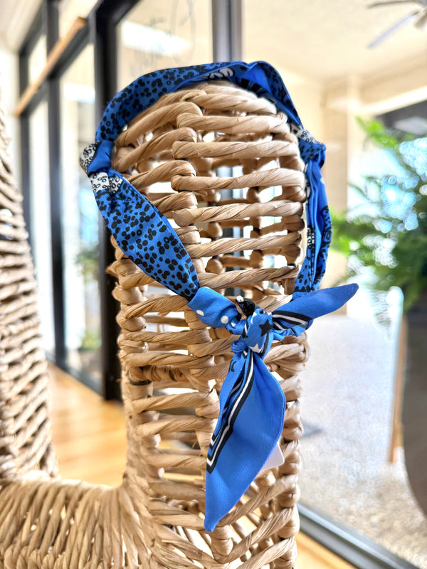 Knotted Scarf Necklace/Bracelet- Blue/Black