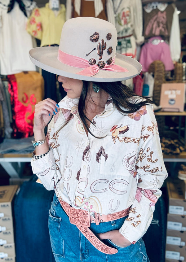 Abby Western Print Top