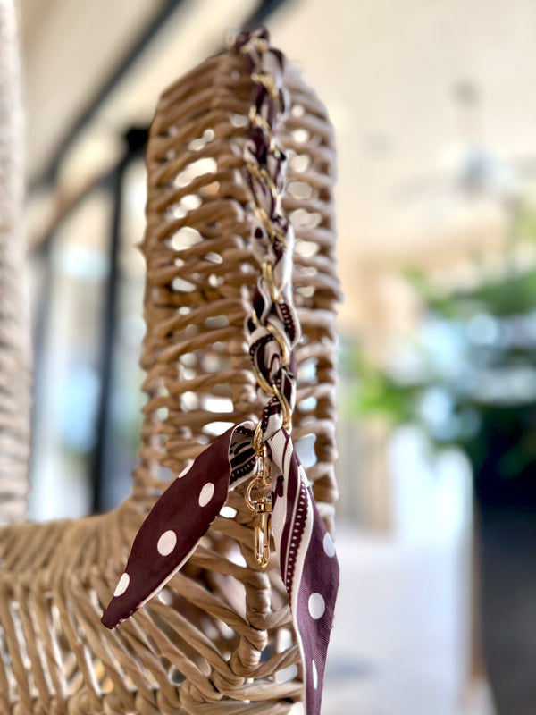Short Phone Chain Scarf- Chocolate Dots