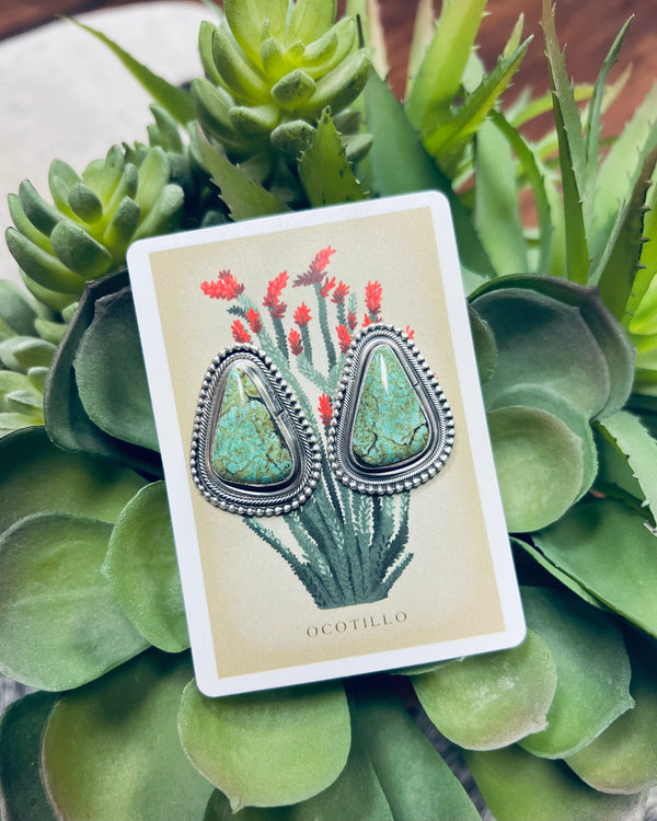 Sterling Silver Large Turquoise Post Earrings