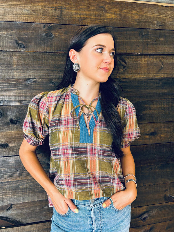 Pueblo Plaid Top