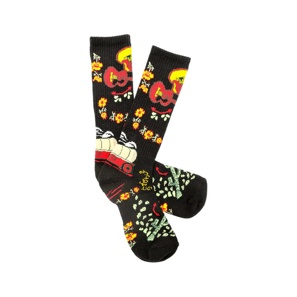 Lucky Chuck- Fringe Nudie Black Performance Socks