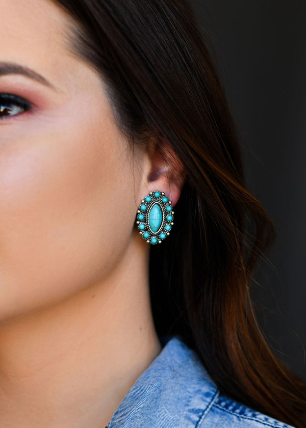 West & Co Elongated Turquoise Post Earrings