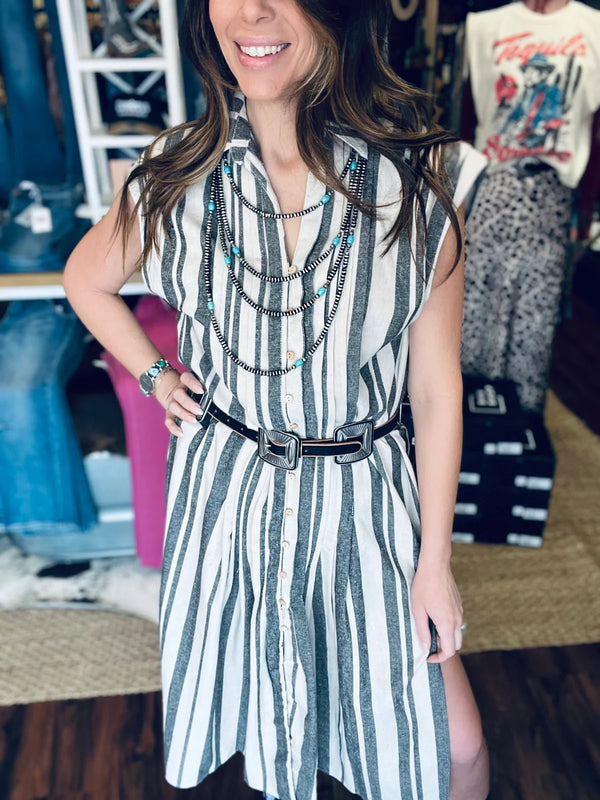 The Blanco Striped Midi Dress