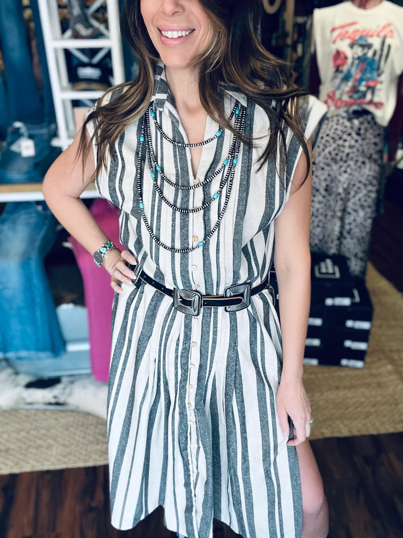 The Blanco Striped Midi Dress