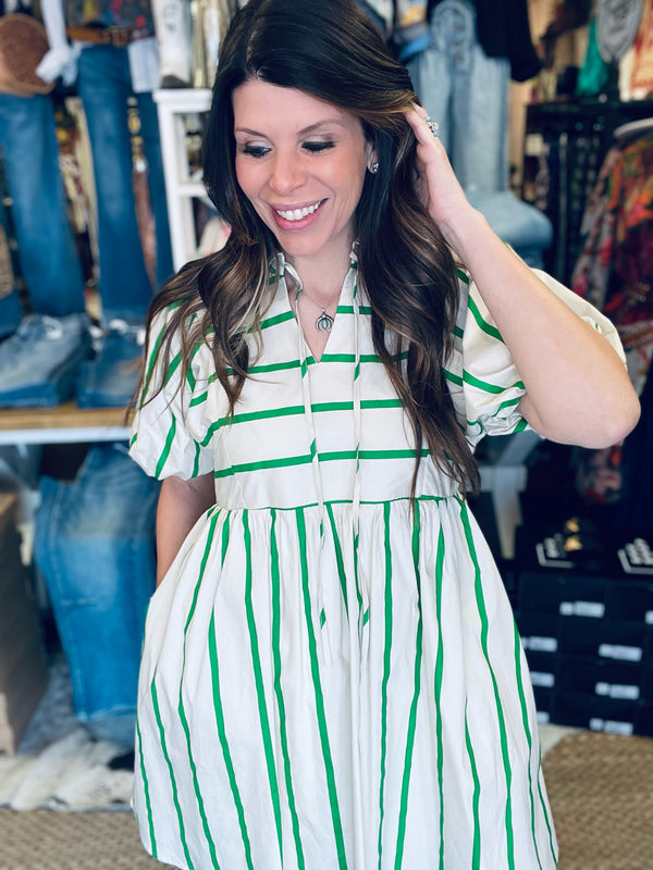 Jolie Green Stripe Dress