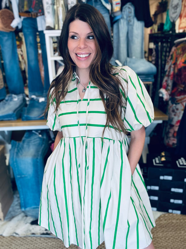 Jolie Green Stripe Dress