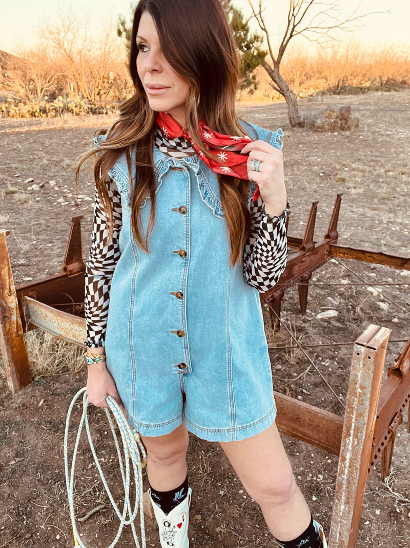 Marla Denim Collar Button Romper