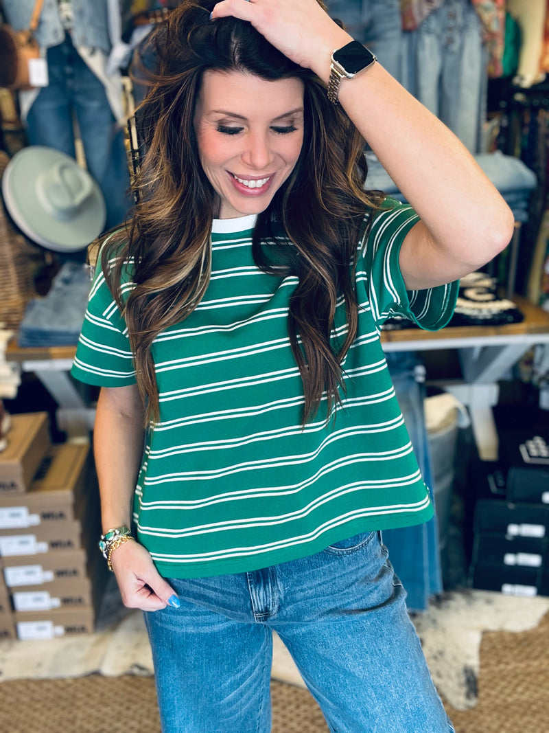 Shamrock Green Stripe Top