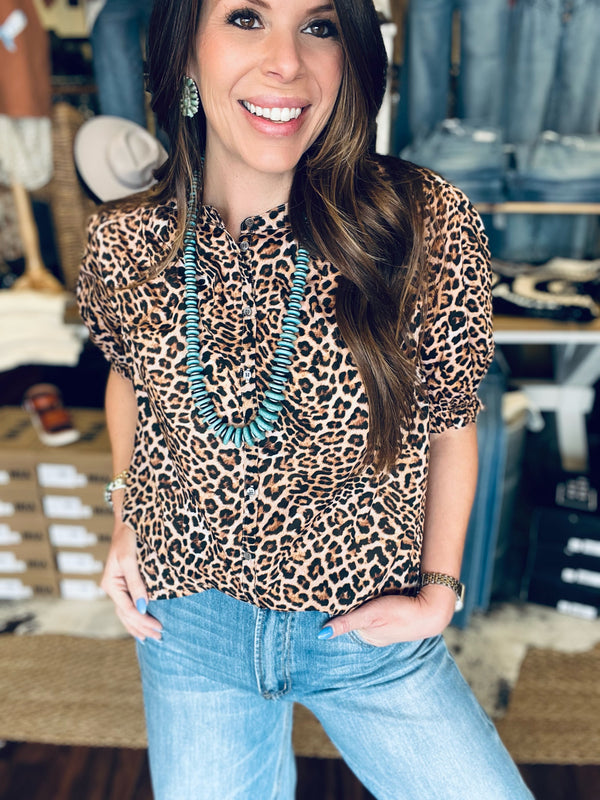 Dear John- Eden Leopard Safari Top