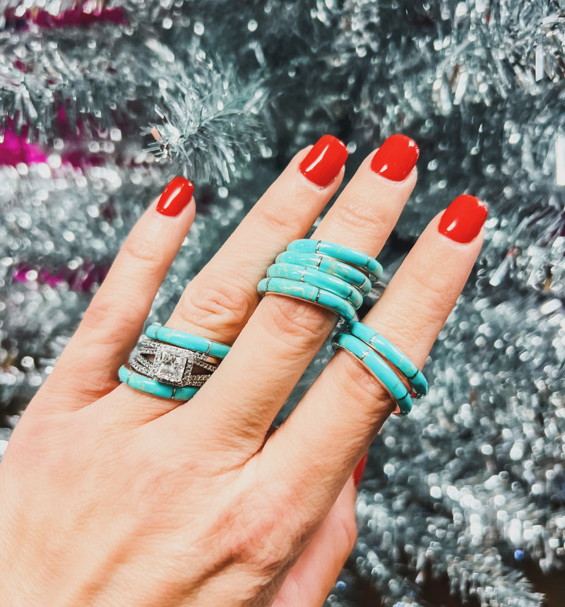 Turquoise Inlay Stacker Ring