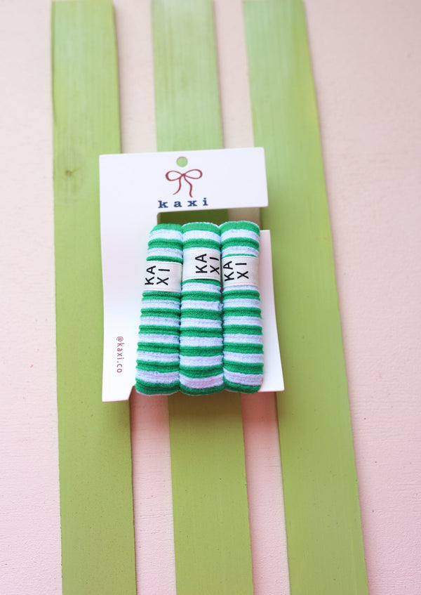 Kaxi- Striped Intensi Ties Pack of 3 Green/White