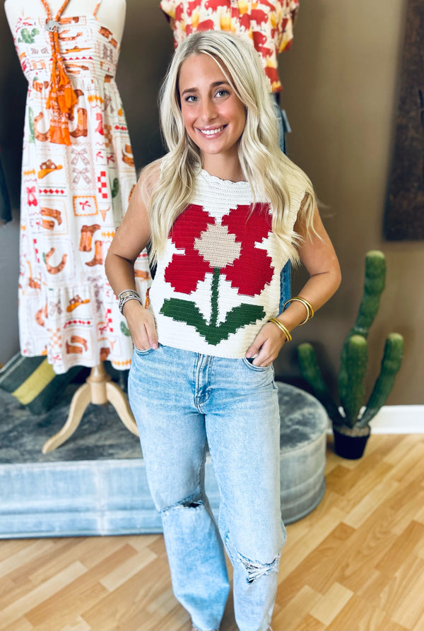 Flor Knit Printed Top