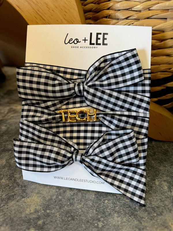Game Day Ribbon Laces Gingham- BLACK TECH CHARMS