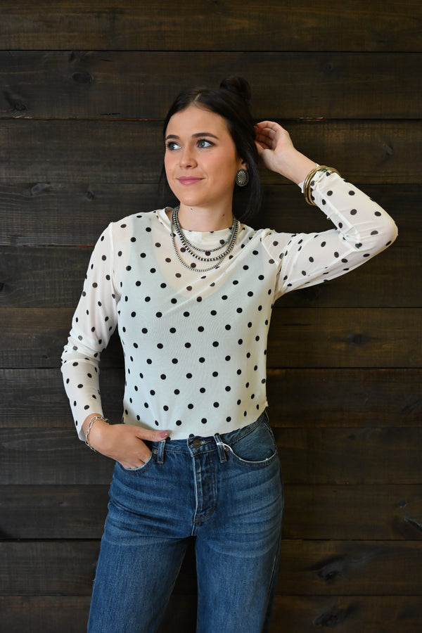 Polka Dot Mesh Top