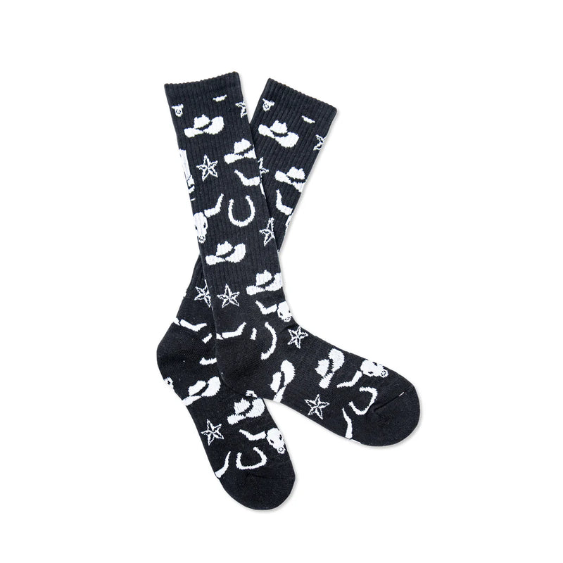 Lucky Chuck- Get Western Black/White Performance Socks