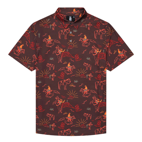 Raised By Coyotes- Red Rock Rider Golf Polo
