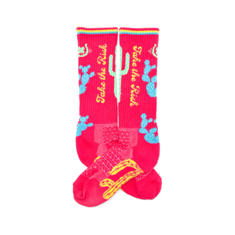 Lucky Chuck- Take The Risk Hot Pink Performance Socks