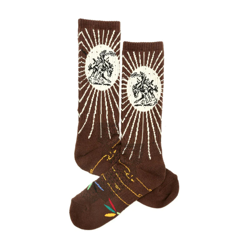 Lucky Chuck- Fringe Bucking Brown Performance Socks