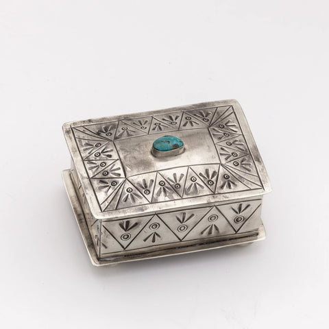 J. Alexander Small Stamped Box w/Turquoise - Thumbnail 3