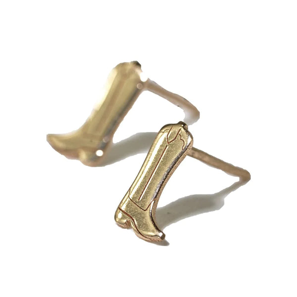 Ink + Alloy Alice Cowboy Boot Brass Post Earrings