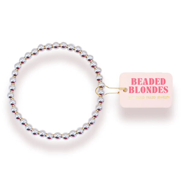 Beaded Blondes- 5mm Silver Beaded Bracelet