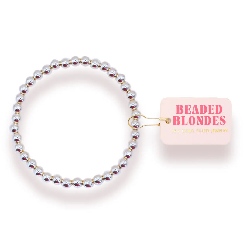 Beaded Blondes- 5mm Silver Beaded Bracelet