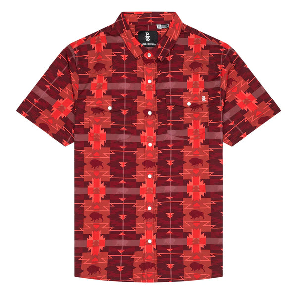 Buffalo Check Plaid Red Western Pearl Snap