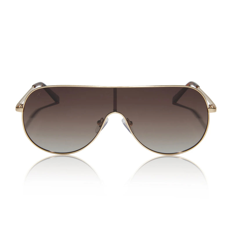 Dime- Tarzana Shield Brushed Gold Sunglasses