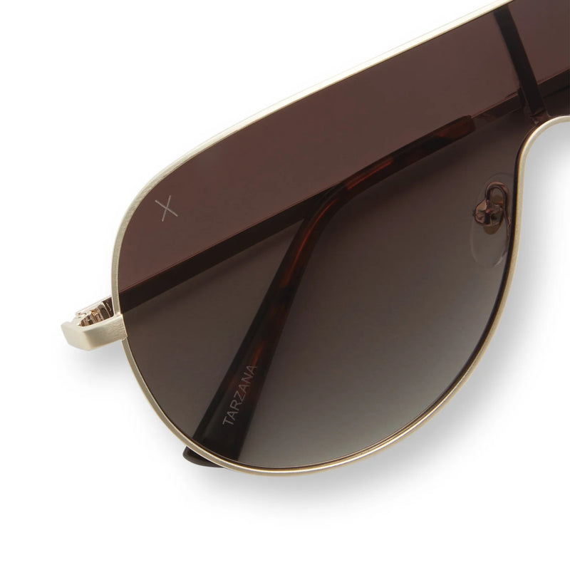 Dime- Tarzana Shield Brushed Gold Sunglasses