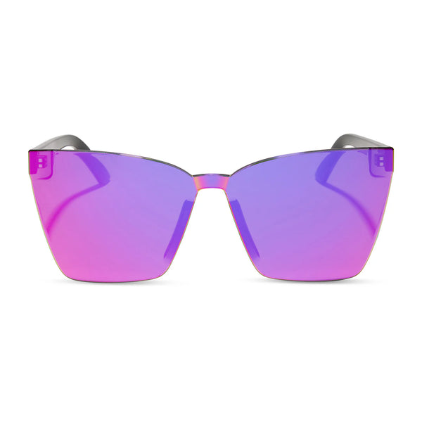 Dime- Glendale Black + Candy Pink Mirror Sunglasses