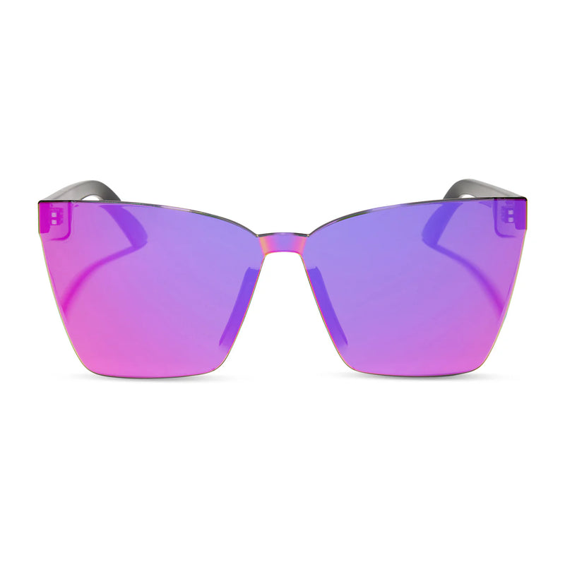 Dime- Glendale Black + Candy Pink Mirror Sunglasses