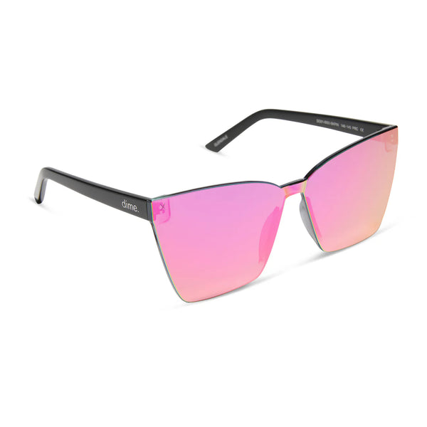 Dime- Glendale Black + Candy Pink Mirror Sunglasses