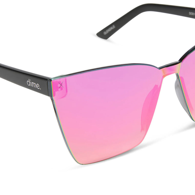 Dime- Glendale Black + Candy Pink Mirror Sunglasses