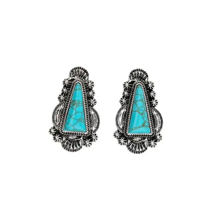 West & Co. Turquoise Triangle Post Earrings 17"