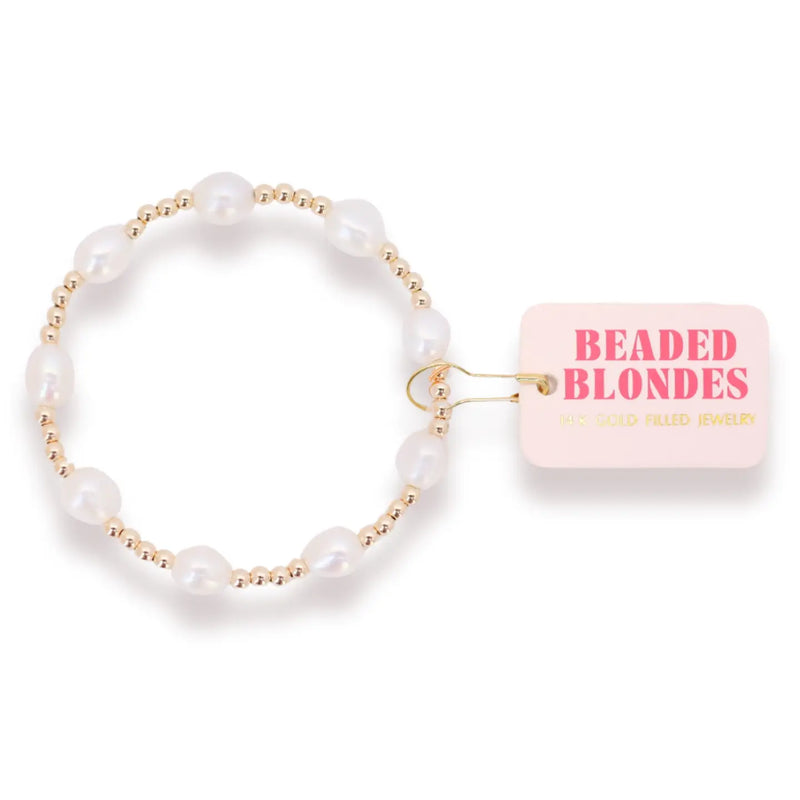 Beaded Blondes- Ellie Pearl Bracelet Gold