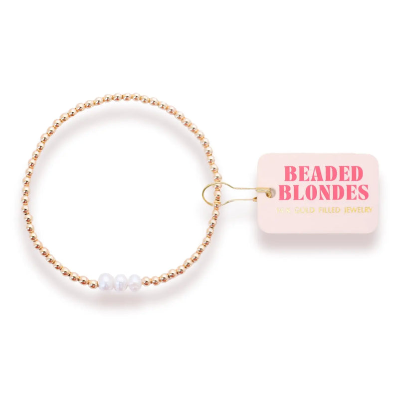 Beaded Blondes- Harper Pearl Bracelet in Gold