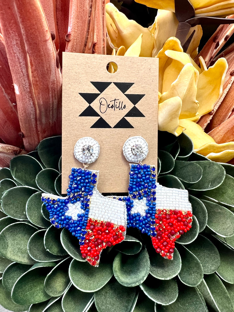 Texas State Beaded Earrings