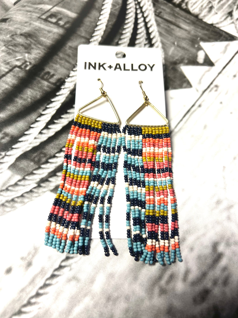 Ink + Alloy Brooke Horizontal Stripe Beaded Earrings