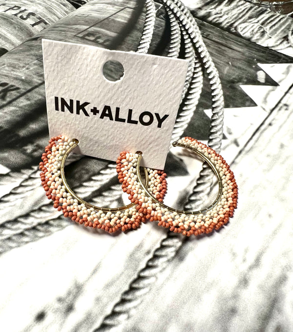 Ink + Alloy Eve Ombre Blush Beaded Hoops