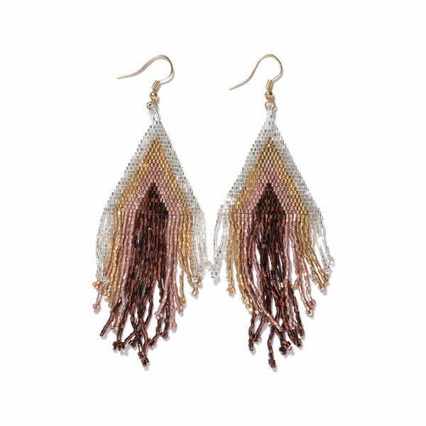 Ink + Alloy Haley Stacked Triangle Fringe Earrings Mixed Metallic