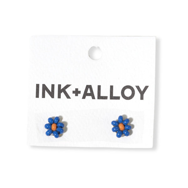 Ink + Alloy- Tina Two Color Beaded Flower Post Earrings