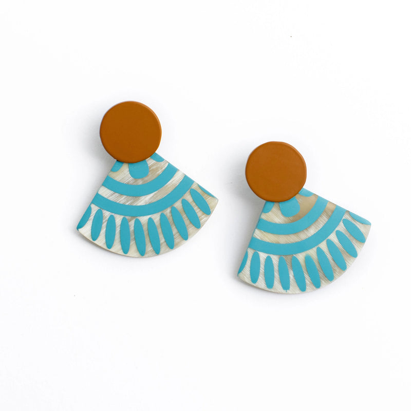 Sunshine Tienda- Turquoise Sunset Tile Earrings