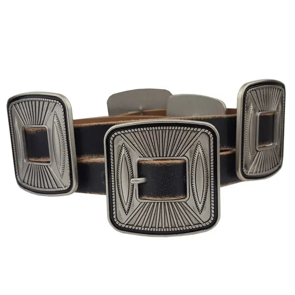 Western Distressed Square Concho Belt