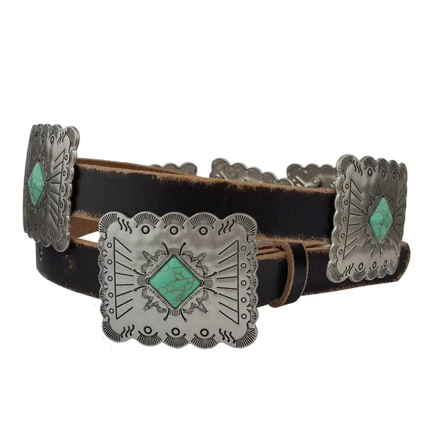 West & Co Turquoise Concho Belt Buckle
