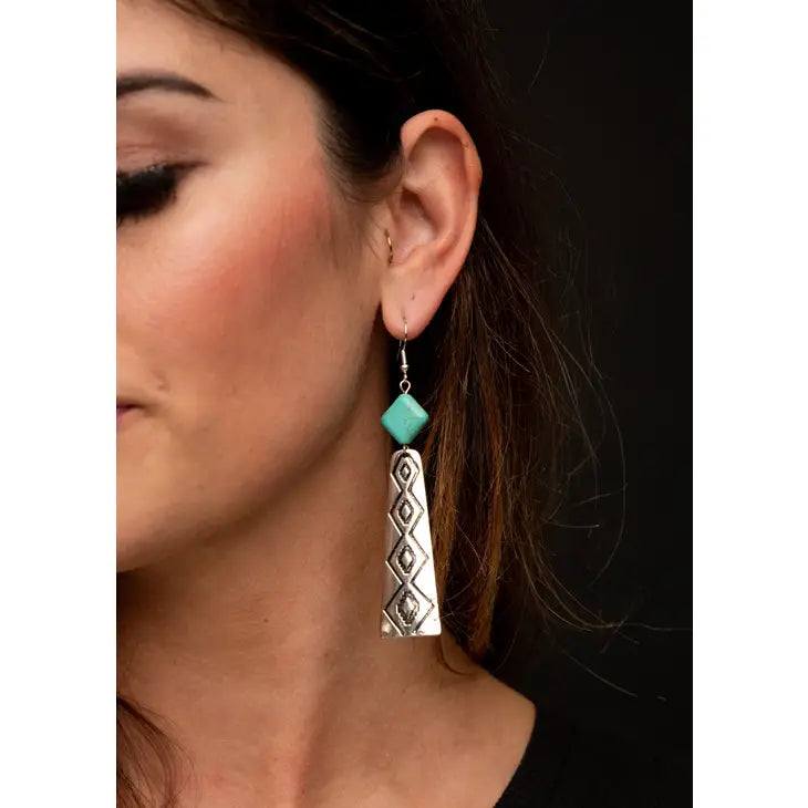 West & Co- Stamped Elongated Earrings