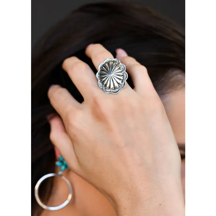 West & Co- Burnished Silver Concho ring