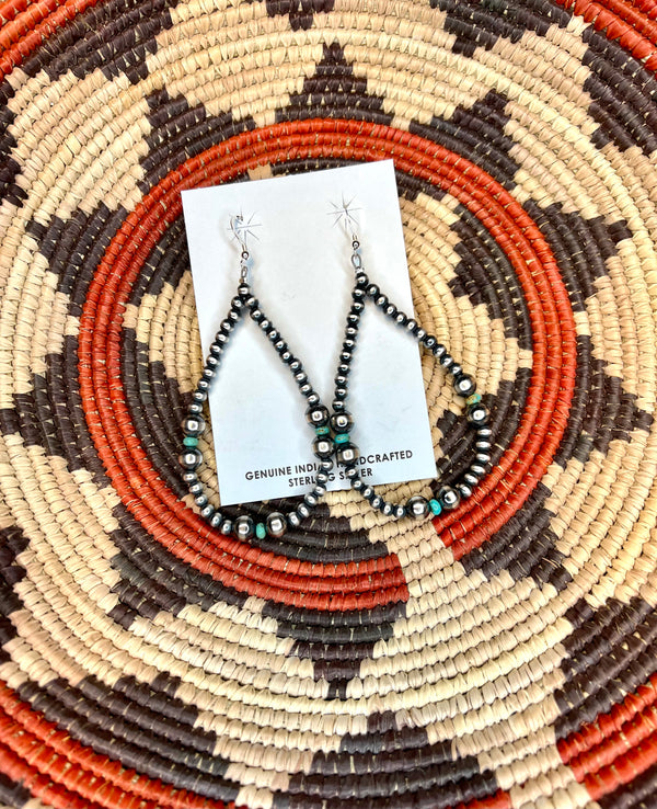 Navajo Teardrop Earrings W/Turquoise