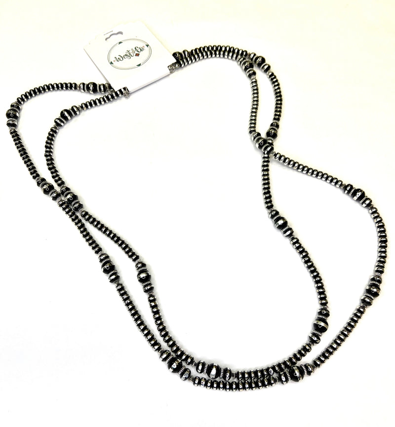 West & Co Black & Silver Rondell Necklace